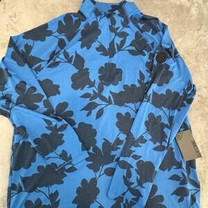 G/FORE Men’s 1/4 Zip Golf Pullover Tonal Floral Luxe Blue Mid Layer Racer XXL
